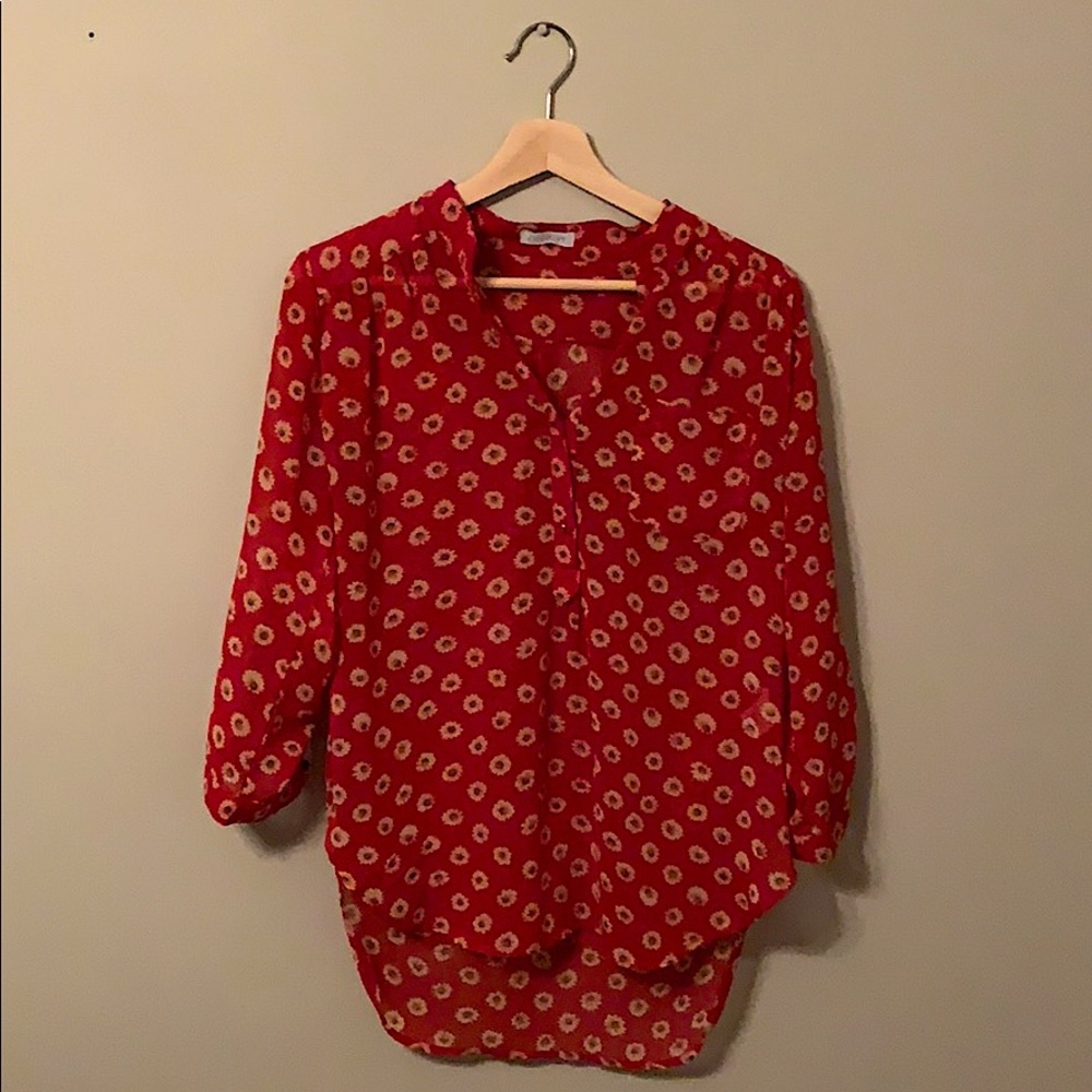 Red and yellow floral top